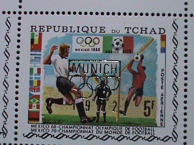 CHAD-1970-SC#239E OLYMPIC GAMES-MUNICH'74 GOLD OVER PRINT-MNH SHEET-VERY FINE