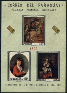 Paraguay 1037-1039a sheet,MNH.Mi Bl.104. Art 1967.Maes,Vigee-Lebrun,Rubens.