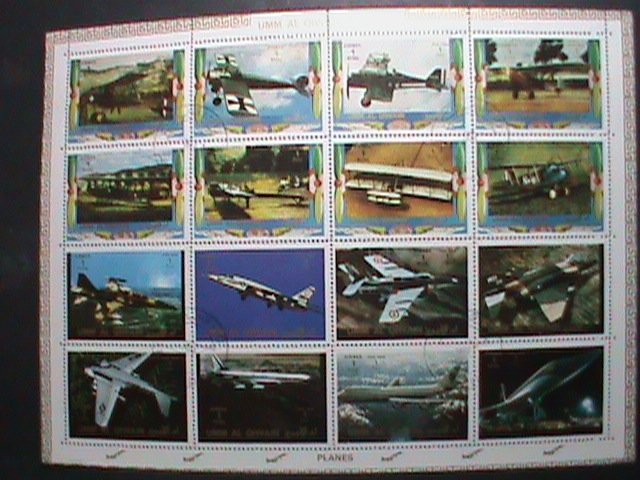 UMM AL QIWAIN STAMP -WORLD FAMOUS AIR PLANES- COMPLETE LARGE CTO SHEET VF