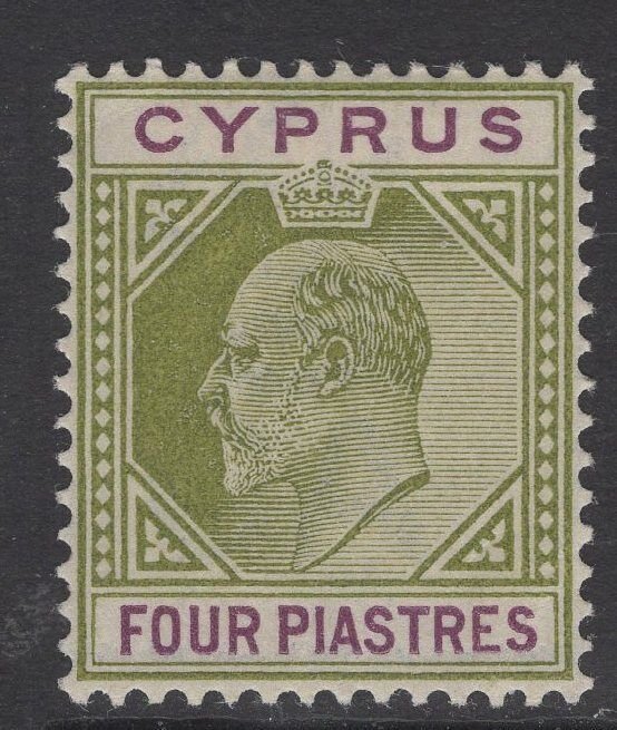 CYPRUS SG54 1903 4pi OLIVE-GREEN & PURPLE MTD MINT 