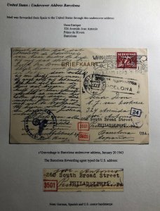 1943 The Hague Netherlands Postcard Cover To Undercover Address Barcelona Spain