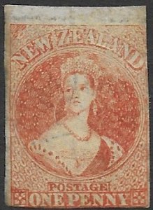 New  Zealand 11  1861 one penny Or, verm. fine used