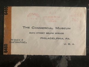 1943 Reykjavik Iceland Censored Cover To Commercial Museum Philadelphia USA