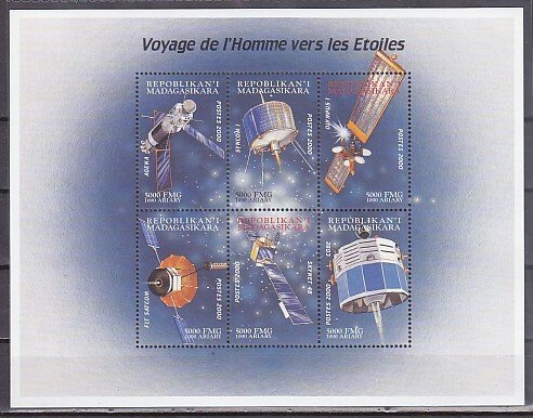 Malagasy Rep. 2000 issue. Space Satellites sheet of 6. ^