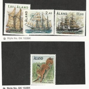 Aland (Finland), Postage Stamp, #31-33, 46 Mint NH, 1988 Ships, Squirrel