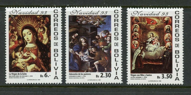 BOLIVIA SCOTT# 901E-G CEFILCO# 1279-81 CHRISTMAS 1993 ART MNH AS SHOWN