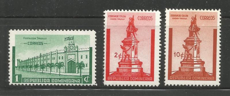 DOMINICAN REPUBLIC, 366-368, MINT HINGED, STATUE, FORTRESS, CIUDAD TRUJILLO