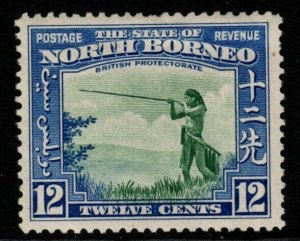 NORTH BORNEO SG310 1939 12c GREEN & ROYAL BLUE MTD MINT