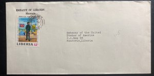 1985 Embassy Of Lebanon Monrovia Liberia Diplomatic Cover To Embassy Of Usa