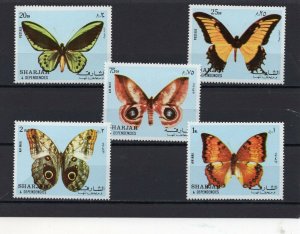 SHARJAH 1972 BUTTERFLIES SET OF 5 STAMPS MNH