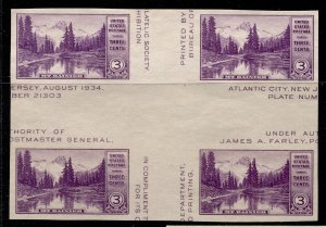 US Stamps #770a MINT NH CROSS GUTTER BLK 4 NGAI