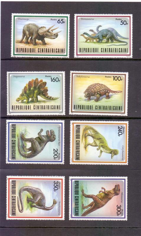 Central African Republic  #872-879  MNH 1988  dinosaurs