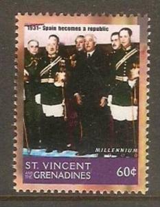 St. Vincent 1999 Millennium - Spain Becomes A Republic in1931 Sc 2741d Histor...