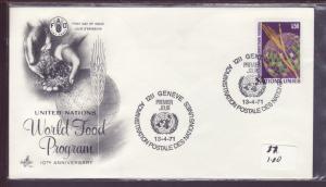 United Nations Geneva Food 1971 Artcraft U/A FDC BIN 10171