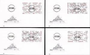 Denmark Danmark Scott 1022-1025 FDC Danish Islands maps geography