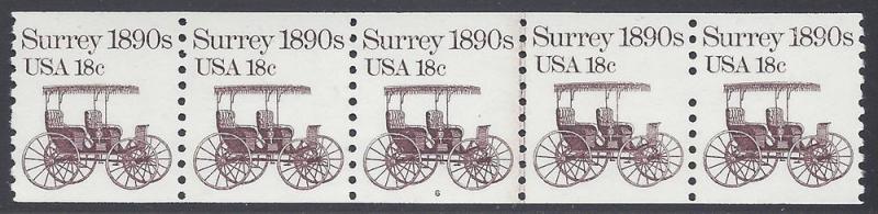 #1907 18c Surrey 1890s PNC Strip/5 P#6 1981 Mint NH