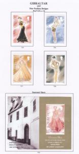 GIBRALTAR # 735-739 VF-MLH DIOR FASHION DESIGNS AND S/SHEET 1997