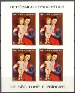 Sao Tome and Principe 1977 Art Paintings Christmas P.P. Rubens Sheet Imperf. MNH