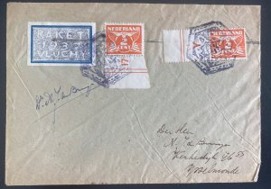 1937 Amsterdam Netherlands Rocket Flight Mail Cover Signed With Label