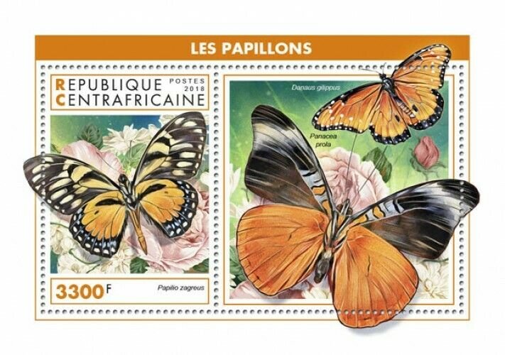 HERRICKSTAMP NEW ISSUES CENTRAL AFRICA Butterflies S/S