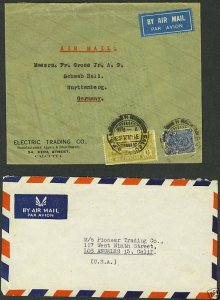 INDIA 1930's-40's TWO AIRMAIL COVERS TO WURTTEMBERG