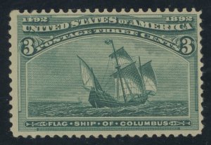 USA 232 - 3 cent Columbian - F/VF app Mint light hinged - creased