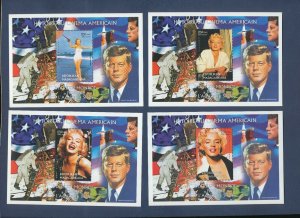 MALAGASY REPUBLIC -  - MNH four S/S  - Marilyn Monroe - JF Kennedy, 1999 ---c