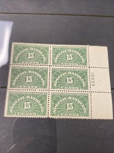 US QE2 Special Handling 15C Plate Block Of 6 Extra Fine Mint Never Hinged