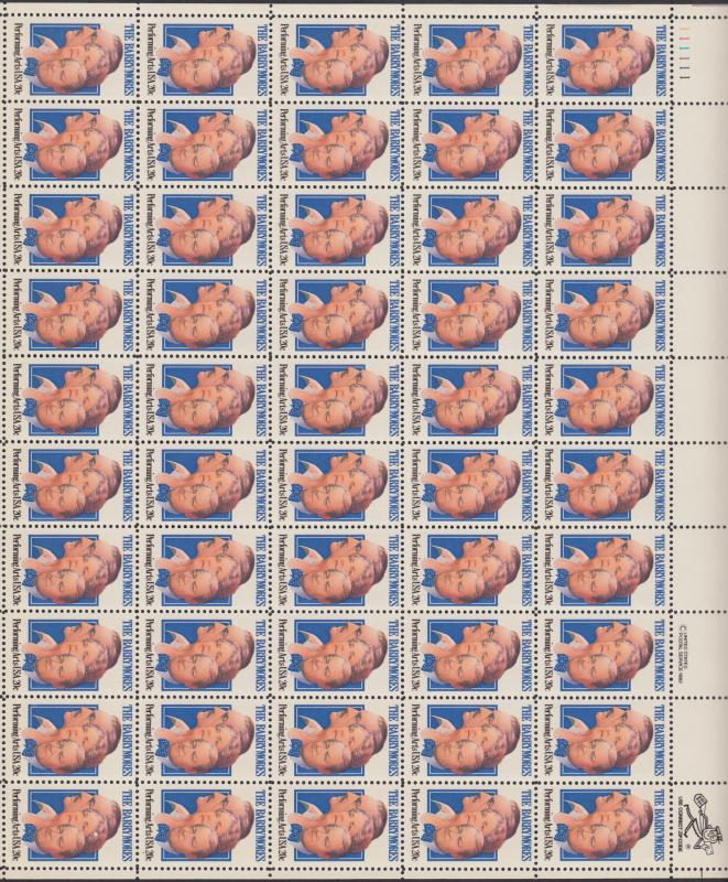 US #2012  The Barrymores   Full sheet of 50  MNH