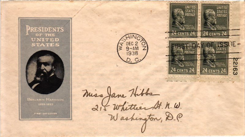 #828 Benjamin Harrison Plate Block– Ioor Cachet