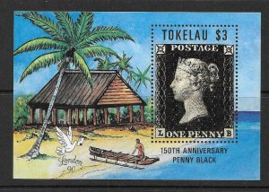 TOKELAU ISLANDS 1990 150th ANNIVERSARY OF PENNY BLACK M/S MNH