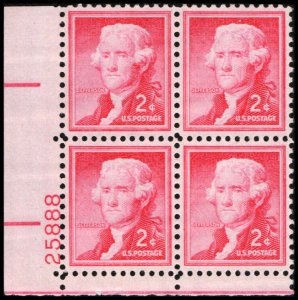 US #1033 JEFFERSON MNH LL PLATE BLOCK #25888