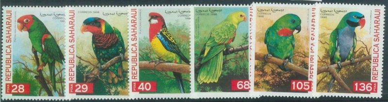 C0464 - Western SAHARA OCCIDENTAL - 1998, Set of 6: Birds, Parrots