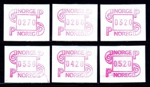 Norway - 1986-92 Frama labels - 6 values - MNH