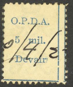 PALESTINE 1924 OPDA DEVAIR 5m Revenue WMK Upright Bale 98 Used