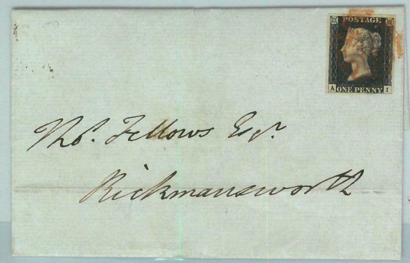 BK0659 - GB Great Brittain - POSTAL HISTORY - PENNY BLACK  on COVER  July 1840