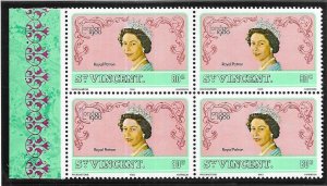 ST.Vincent #599  80c  London '80   (MNH) block CV$1.50