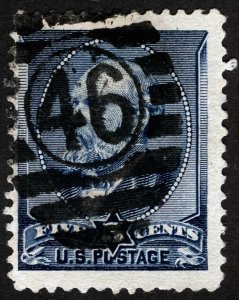 US Sc 216 Indigo 5¢ ABNCo Duplex “46” Cancel Lrg Margins *Oak Lot