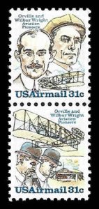 PCBstamps    C91/92a Pair 62c(2x31c)Wright Brothers, MNH, (7)