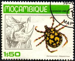 Insect, Tick, Dermacentor & Animal, Rhino, Mozambique SC#674 used