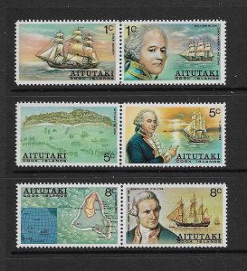 AITUTAKI - 1974 CAPTAIN WILLIAM BLIGH PAIRS - SCOTT 97a TO 101a - MNH