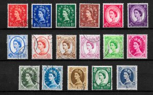 GB QEII, 1958-65, SG 570-586, ½d-1/6d CROWNS ORDINARY, SUPERB USED SET of 17.