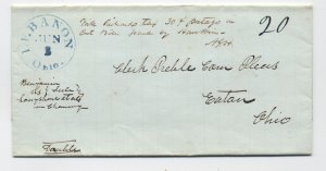 c1840 Lebanon OH blue CDS stampless cover [k.590]