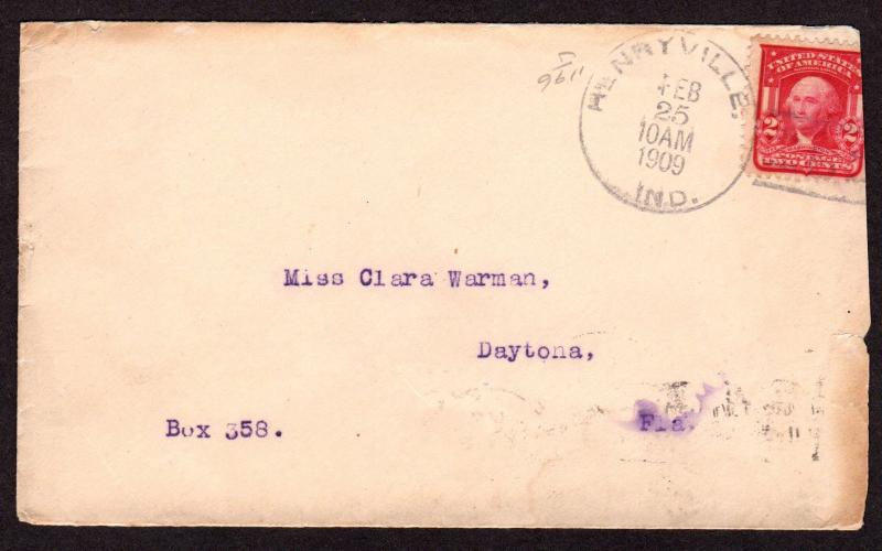 $Florida Machine Cancel Cover, Daytona, 2/25/1909