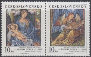 CZECHOSLOVAKIA Sc # 2743a-b CPL MNH SET of 2 from S/S - PAINTINGS