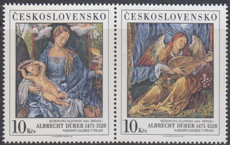 CZECHOSLOVAKIA Sc # 2743a-b CPL MNH SET of 2 from S/S - PAINTINGS