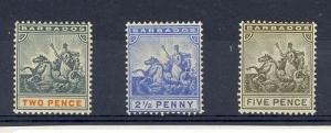 Barbados Scott 73-75 Mint hinged (Catalog Value $37.25)
