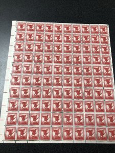 US C67a Bald Eagle 6C Tagged Sheet of 100 Superb Mint Never Hinged Very Scarce.