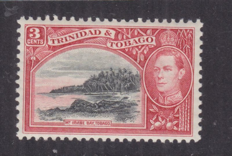 TRINIDAD & TOBAGO, 1938 KGVI 3c. Black & Scarlet, lhm.