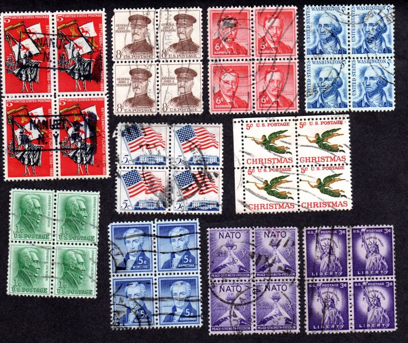 US Blocks of 4. Lot of 10, used. Lot 220312-02